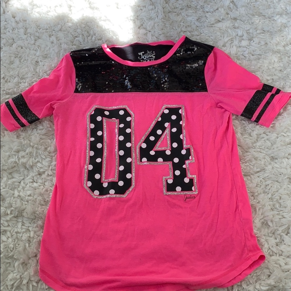 Justice Pink and Black Short Sleeve Tee